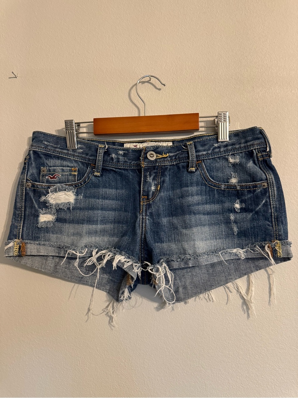Vintage Y2K Hollister Low Rise Denim Micro Shorts distressed